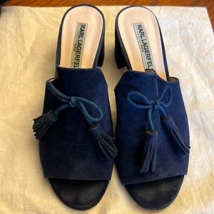 Navy Suede Karl Lagerfeld Block Heels
